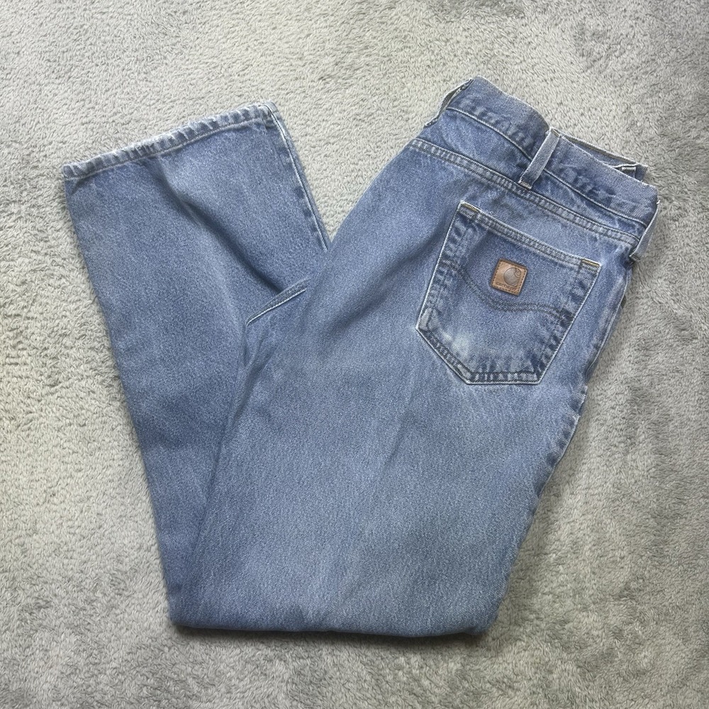 Carhartt Men's 40x32 (38"W) Relaxed‎ Fit Denim Jeans Light Wash Work  B460-DVB